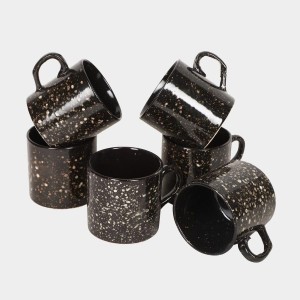HiTech Sales 120 ml Stoneware Cup Set - Set of 6 (Black) | Durable & Microwave Safe | Ideal for Tea & Coffee HiTech Sales 120 ml Stoneware Cup Set - Set of 6 (Black) | Durable & Microwave Safe | Ideal for Tea & Coffee