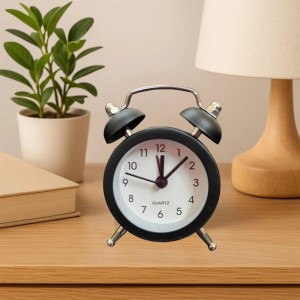 Small Twin-Bell Analog Alarm Clock for Bedroom | Loud Vintage Alarm, Battery Operated Mini Table Clock for Kids & Adults | Portable Classic Bedside Clock (1 Pc) (3.8 inch/2inch) Black Small Twin-Bell Analog Alarm Clock for Bedroom | Loud Vintage Alarm, Battery Operated Mini Table Clock for Kids & Adults | Portable Classic Bedside Clock (1 Pc) (3.8 inch/2inch) Black