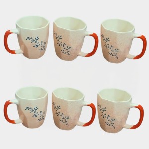 Ceramic Tea & Coffee Mugs Set of 6 – Elegant Leaf Print Cups with Comfortable Handle for Home, Office & Gifting Ceramic Tea & Coffee Mugs Set of 6 – Elegant Leaf Print Cups with Comfortable Handle for Home, Office & Gifting