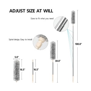 HiTechMart 2025 Upgraded Long Handle Microfiber Feather Ceiling Duster for Dust Cleaning with extendable Pole 100 Inch with Anti Scratch Bendable Brush for Cleaning High Cobweb Stick high Ceiling Fan