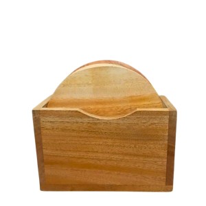 Wooden Tea Coaster Set with Holder | Premium Solid Wood Round Coasters for Hot & Cold Drinks, Tea, Coffee & Table Protection | Set of 5 (Round) Wooden Tea Coaster Set with Holder | Premium Solid Wood Round Coasters for Hot & Cold Drinks, Tea, Coffee & Table Protection | Set of 5 (Round)