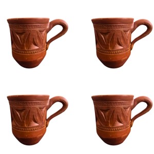 Handcrafted Terracotta Clay Mug with Handle – Eco-Friendly Traditional Kulhad Style Cup for Tea & Coffee (300 ml Approx) (4) Handcrafted Terracotta Clay Mug with Handle – Eco-Friendly Traditional Kulhad Style Cup for Tea & Coffee (300 ml Approx) (4)