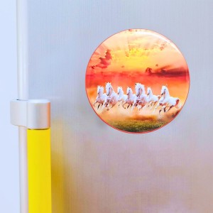 Stainless Steel Round Seven Horses Fridge Magnet | Decorative Refrigerator Magnet for Home & Office | Premium Finish | Pack of 2 Stainless Steel Round Seven Horses Fridge Magnet | Decorative Refrigerator Magnet for Home & Office | Premium Finish | Pack of 2