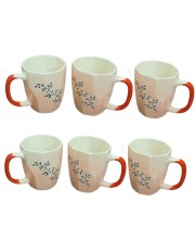 Ceramic Tea & Coffee Mugs Set of 6 – Elegant Leaf Print Cups with Comfortable Handle for Home, Office & Gifting Ceramic Tea & Coffee Mugs Set of 6 – Elegant Leaf Print Cups with Comfortable Handle for Home, Office & Gifting