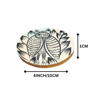 Handcrafted Wooden Coasters Set of 2 – Hand-Painted Tribal Fish Art Round Tea & Coffee Coasters | Eco-Friendly Wooden Drink Coaster for Home, Office & Gifting Handcrafted Wooden Coasters Set of 2 – Hand-Painted Tribal Fish Art Round Tea & Coffee Coasters | Eco-Friendly Wooden Drink Coaster for Home, Office & Gifting