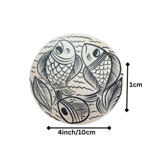 Handcrafted Wooden Tea Coasters Set of 2 | Round Fish Design Drink Coasters for Coffee, Tea & Table Décor (Round)
