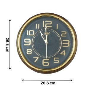 Golden Round Analog Wall Clock with Golden Numbers | Silent Sweep Quartz Movement | Decorative Wall Clock for Home, Office, and Living Room | Length-Breadth-Height 26.8cm x 26.8cm x 3.2cm Golden Round Analog Wall Clock with Golden Numbers | Silent Sweep Quartz Movement | Decorative Wall Clock for Home, Office, and Living Room | Length-Breadth-Height 26.8cm x 26.8cm x 3.2cm