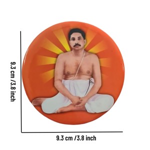 Stainless Steel Round Anukul Thakur Fridge Magnet | Devotional & Decorative Refrigerator Magnet for Home & Office | Pack of 1
