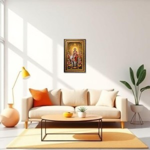 Durga Ma Digital Golden Balck Color Photo Frame | Hindu Religious Wall Decor | 10x16 Inches - Inspirational Wall Art for Office, Home Decor - Ideal Spiritual Gift (F16493)