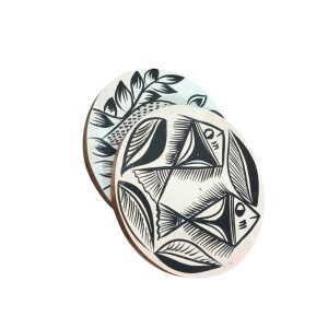 Handcrafted Wooden Coasters Set of 2 – Hand-Painted Tribal Fish Art Round Tea & Coffee Coasters | Eco-Friendly Wooden Drink Coaster for Home, Office & Gifting Handcrafted Wooden Coasters Set of 2 – Hand-Painted Tribal Fish Art Round Tea & Coffee Coasters | Eco-Friendly Wooden Drink Coaster for Home, Office & Gifting