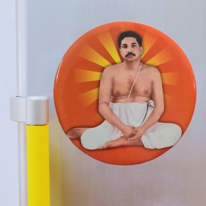 Stainless Steel Round Anukul Thakur Fridge Magnet | Devotional & Decorative Refrigerator Magnet for Home & Office | Pack of 1