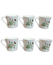 Ceramic Tea & Coffee Cups Set of 6 with Floral Design | White Printed Coffee Mugs for Home, Office & Gifting | Microwave & Dishwasher Safe Ceramic Tea & Coffee Cups Set of 6 with Floral Design | White Printed Coffee Mugs for Home, Office & Gifting | Microwave & Dishwasher Safe