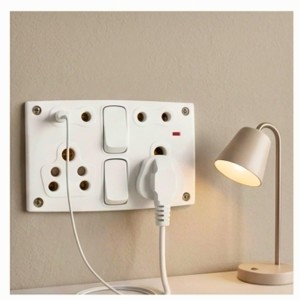4 Universal Socket with 2 Switch Wall Plate, Multi Plug Electrical Outlet Board, Heavy Duty ABS, Home & Office Power Extension Wall Socket