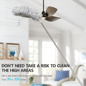 HiTechMart 2025 Upgraded Long Handle Microfiber Feather Ceiling Duster for Dust Cleaning with extendable Pole 100 Inch with Anti Scratch Bendable Brush for Cleaning High Cobweb Stick high Ceiling Fan