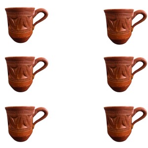 Handcrafted Terracotta Clay Mug with Handle – Eco-Friendly Traditional Kulhad Style Cup for Tea & Coffee (300 ml Approx) (6) Handcrafted Terracotta Clay Mug with Handle – Eco-Friendly Traditional Kulhad Style Cup for Tea & Coffee (300 ml Approx) (6)