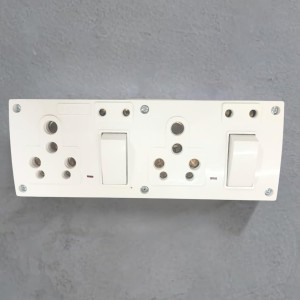 4 Universal Socket with 2 Switch Wall Plate, Multi Plug Electrical Outlet Board, Heavy Duty ABS, Home & Office Power Extension Wall Socket