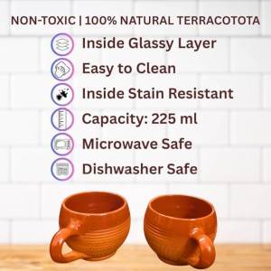 Terracotta Tea Cups with Handle (Set of 2) | Handcrafted Clay Kulhad Cups | Eco-Friendly Traditional Tea & Coffee Cups. Terracotta Tea Cups with Handle (Set of 2) | Handcrafted Clay Kulhad Cups | Eco-Friendly Traditional Tea & Coffee Cups.