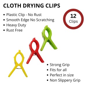 Durable Plastic Cloth Drying Clips – Multi-Purpose Laundry Clips for Clothesline & Hangers – Pack of (12) Durable Plastic Cloth Drying Clips – Multi-Purpose Laundry Clips for Clothesline & Hangers – Pack of (12)