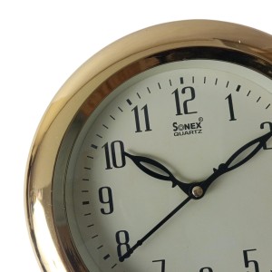 Classic Round Golden Color Clock with Black Numbers | Silent Sweep Quartz Movement | Decorative Wall Clock for Home, Office, and Living Room | Length-Breadth-Height 20cm x 20cm x 1.5cm Classic Round Golden Color Clock with Black Numbers | Silent Sweep Quartz Movement | Decorative Wall Clock for Home, Office, and Living Room | Length-Breadth-Height 20cm x 20cm x 1.5cm