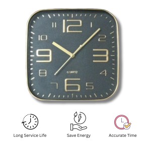 Square Golden Color Analog Wall Clock with Gold Numbers | Silent Sweep Quartz Movement | Decorative Wall Clock for Home, Office, and Living Room | Length-Breadth-Height 24.2cm x 24.2cm x 3.5cm Square Golden Color Analog Wall Clock with Gold Numbers | Silent Sweep Quartz Movement | Decorative Wall Clock for Home, Office, and Living Room | Length-Breadth-Height 24.2cm x 24.2cm x 3.5cm