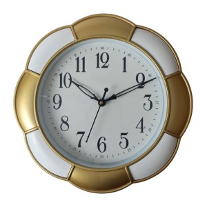 Classic Analog Wall Clock | Round Gold and White Colour with Black Numbers | Decorative Wall Clock for Home, Office, and Living Room | Length-Breadth-Height 24.7cm x 24.7cm x 0.5cm Classic Analog Wall Clock | Round Gold and White Colour with Black Numbers | Decorative Wall Clock for Home, Office, and Living Room | Length-Breadth-Height 24.7cm x 24.7cm x 0.5cm