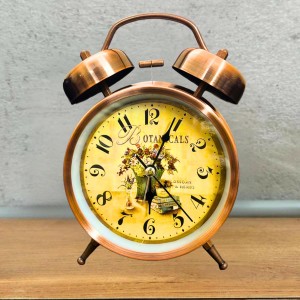 Vintage Twin Bell Alarm Clock for Bedroom | Retro Analog Table Clock with Loud Ring, Classic Dial & Metal Body | Battery Operated Decorative Bedside Clock for Home & Office (Vintage Copper Brown) Vintage Twin Bell Alarm Clock for Bedroom | Retro Analog Table Clock with Loud Ring, Classic Dial & Metal Body | Battery Operated Decorative Bedside Clock for Home & Office (Vintage Copper Brown)