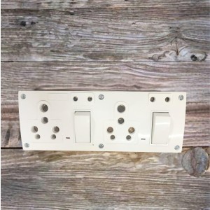 4 Universal Socket with 2 Switch Wall Plate, Multi Plug Electrical Outlet Board, Heavy Duty ABS, Home & Office Power Extension Wall Socket
