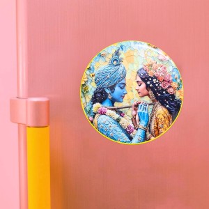 Stainless Steel Round Radha Krishna Fridge Magnet | Devotional & Decorative Refrigerator Magnet for Home & Office | Premium Finish | Pack of 2 Stainless Steel Round Radha Krishna Fridge Magnet | Devotional & Decorative Refrigerator Magnet for Home & Office | Premium Finish | Pack of 2