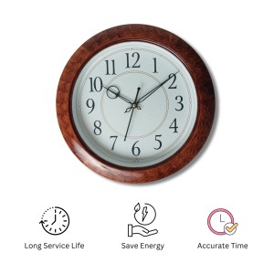 Brown Round wooden type design analog wall clock with black numbers | Silent Sweep Quartz Movement | Decorative Wall Clock for Home, Office, and Living Room | Length-Breadth-Height 30cm x 30cm x 2.2cm Brown Round wooden type design analog wall clock with black numbers | Silent Sweep Quartz Movement | Decorative Wall Clock for Home, Office, and Living Room | Length-Breadth-Height 30cm x 30cm x 2.2cm