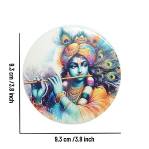 Stainless Steel Round Krishna Fridge Magnet | Decorative Spiritual Refrigerator Magnet for Home & Office | Pack of 4 (4) Stainless Steel Round Krishna Fridge Magnet | Decorative Spiritual Refrigerator Magnet for Home & Office | Pack of 4 (4)