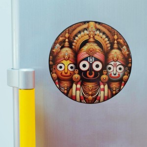 Stainless Steel Round Jagannath Balabhadra Subhadra Fridge Magnet | Devotional & Decorative Refrigerator Magnet for Home & Office | Pack of 1 Stainless Steel Round Jagannath Balabhadra Subhadra Fridge Magnet | Devotional & Decorative Refrigerator Magnet for Home & Office | Pack of 1