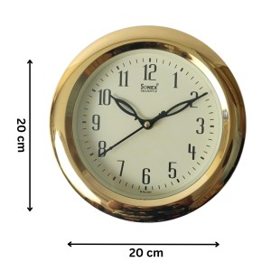 Classic Round Golden Color Clock with Black Numbers | Silent Sweep Quartz Movement | Decorative Wall Clock for Home, Office, and Living Room | Length-Breadth-Height 20cm x 20cm x 1.5cm Classic Round Golden Color Clock with Black Numbers | Silent Sweep Quartz Movement | Decorative Wall Clock for Home, Office, and Living Room | Length-Breadth-Height 20cm x 20cm x 1.5cm