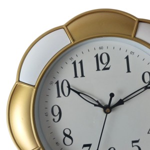 Classic Analog Wall Clock | Round Gold and White Colour with Black Numbers | Decorative Wall Clock for Home, Office, and Living Room | Length-Breadth-Height 24.7cm x 24.7cm x 0.5cm Classic Analog Wall Clock | Round Gold and White Colour with Black Numbers | Decorative Wall Clock for Home, Office, and Living Room | Length-Breadth-Height 24.7cm x 24.7cm x 0.5cm