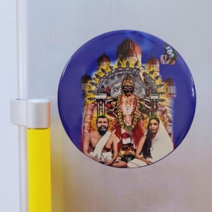 Stainless Steel Round Maa Kali with Sarada Devi & Ramakrishna Paramahansa Fridge Magnet | Devotional & Decorative Refrigerator Magnet for Home & Office | Pack of 1