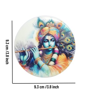 Stainless Steel Round Krishna Fridge Magnet | Decorative Spiritual Magnet for Home & Office | Pack of 1 Stainless Steel Round Krishna Fridge Magnet | Decorative Spiritual Magnet for Home & Office | Pack of 1