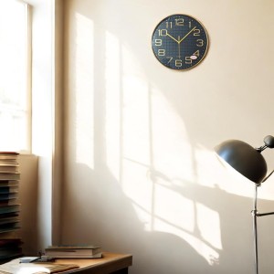 Round Golden Color Clock with Gold Numbers | Silent Sweep Quartz Movement | Decorative Wall Clock for Home, Office, and Living Room | Include One Battery (26.8 x 26.8 x 4.2cm)