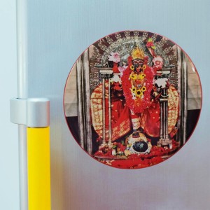Stainless Steel Round Maa Kali Fridge Magnet | Devotional & Decorative Refrigerator Magnet for Home & Office | Pack of 1