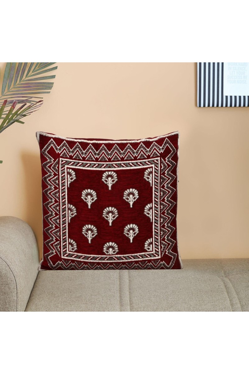 Home Beautiful Maroon Microfiber Cushion Cover