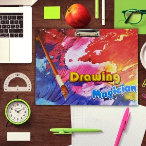 Hi Tech Sales|| Wooden Drawing Board for Kids/Students, Girls & Boys || Stainless Steel Clip, Plain MDF Hard Board Writing Pad(A3 Size) (Multicolored)