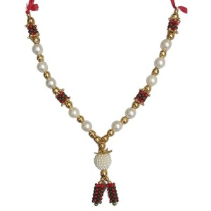 Hitech Sales Artificial Pearl and Bead Decorative Floral Garland Mala for Pooja, Mandir, Home Décor, and Festivals | Multicolor Design with Pendant Hanging (Small, 22 cm)