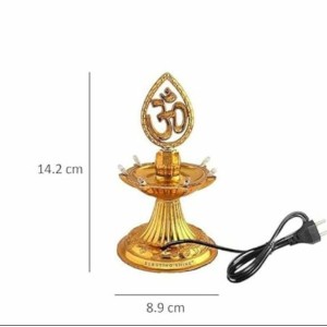 Electric LED Om Diya Lamp Pair | Golden Decorative with Om Symbol for Pooja, Temple, Home & Festival Decoration (Set of 2) Electric LED Om Diya Lamp Pair | Golden Decorative with Om Symbol for Pooja, Temple, Home & Festival Decoration (Set of 2)