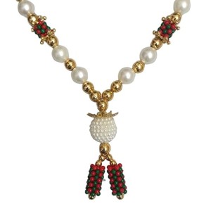 Hitech Sales Artificial Pearl and Bead Decorative Floral Garland Mala for Pooja, Mandir, Home Décor, and Festivals | Multicolor Design with Pendant Hanging (Small, 22 cm)