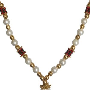Hitech Sales Artificial Pearl and Bead Decorative Floral Garland Mala for Pooja, Mandir, Home Décor, and Festivals | Multicolor Design with Pendant Hanging (Small, 22 cm)