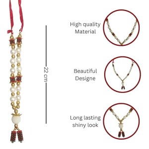 Hitech Sales Artificial Pearl and Bead Decorative Floral Garland Mala for Pooja, Mandir, Home Décor, and Festivals | Multicolor Design with Pendant Hanging (Small, 22 cm)