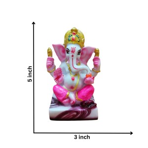 Hi Tech Sales Handcrafted Siddhi Ganesh Idol for Home Decor, Gifting Diwali, Birthday, Festivals (5 x 3 Inches) (Pink)