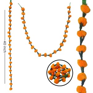 Hitech Sales 10 Woolen Artificial Long Marigold Fluffy Flower Garland Strings for Home Decoration, Pooja Mandir Decor Genda Phool for Wedding and Festivals, Diwali (40 inch) (Orange) Hitech Sales 10 Woolen Artificial Long Marigold Fluffy Flower Garland Strings for Home Decoration, Pooja Mandir Decor Genda Phool for Wedding and Festivals, Diwali (40 inch) (Orange)