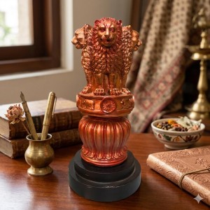 Handcrafted Lion Capital National Emblem Statue Showpiece – Ashoka Pillar Design Resin Stambh Idol for Home Decor, Office Desk, Tabletop & Gifting Handcrafted Lion Capital National Emblem Statue Showpiece – Ashoka Pillar Design Resin Stambh Idol for Home Decor, Office Desk, Tabletop & Gifting