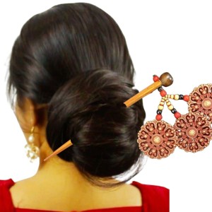WOODEN Hair Bun Stick – Classic Handmade Wooden Hair Stick for Women & Girls – Natural Wood Hair Pin for Buns, Updos & Hair Styling, Khopar kanta