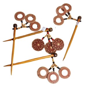 WOODEN Hair Bun Stick – Classic Handmade Wooden Hair Stick for Women & Girls – Natural Wood Hair Pin for Buns, Updos & Hair Styling, Khopar kanta
