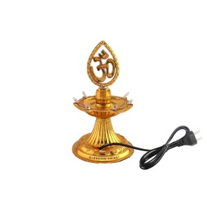 Electric LED Om Diya Lamp Pair | Golden Decorative with Om Symbol for Pooja, Temple, Home & Festival Decoration (Set of 2) Electric LED Om Diya Lamp Pair | Golden Decorative with Om Symbol for Pooja, Temple, Home & Festival Decoration (Set of 2)